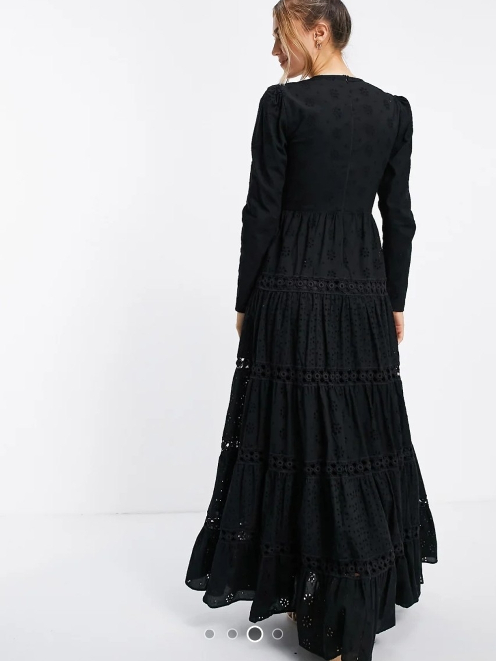 ASOS DESIGN shirred maxi dress w/ lace inserts, Modest Size US 8 - Picture 3 of 16